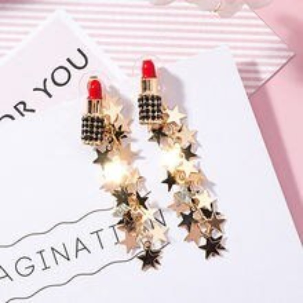Drop Sexy Red Lipstick Earrings